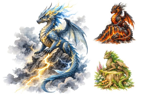 Download Watercolor Fantasy Dragon Clipart - Premium Resources