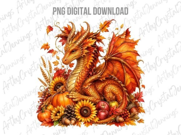 Download Mythical Fall Autumn Leaf Dragon PNG - Premium Bundle