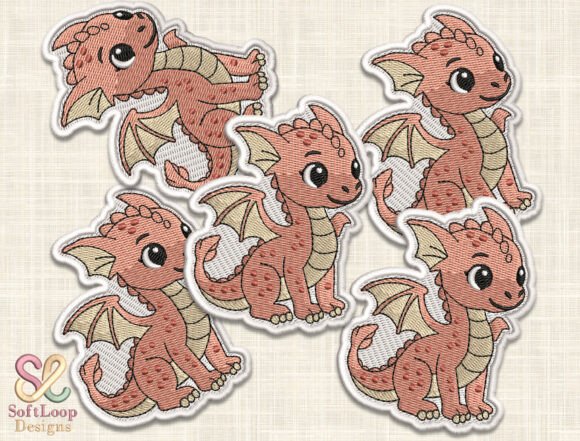 Download Cute Baby Dragon Embroidery Patch - Premium Resources