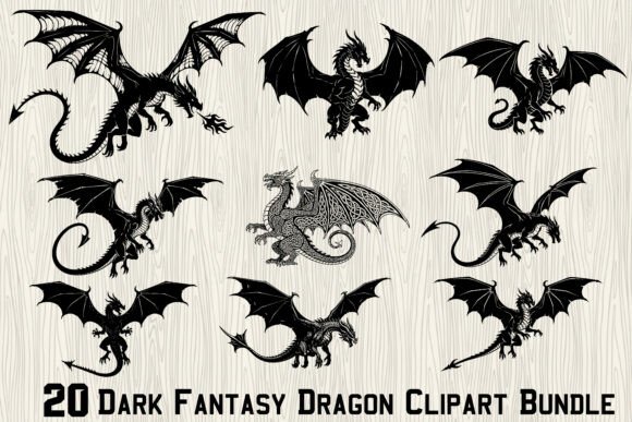 Download 20 Dark Fantasy Dragon Clipart Bundle - Premium Resources